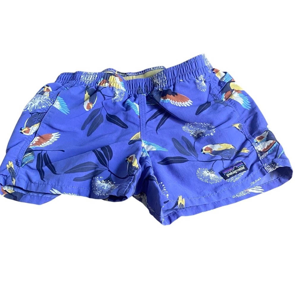 Patagonia blue exotic bird elastic waist boys shorts SIZE M